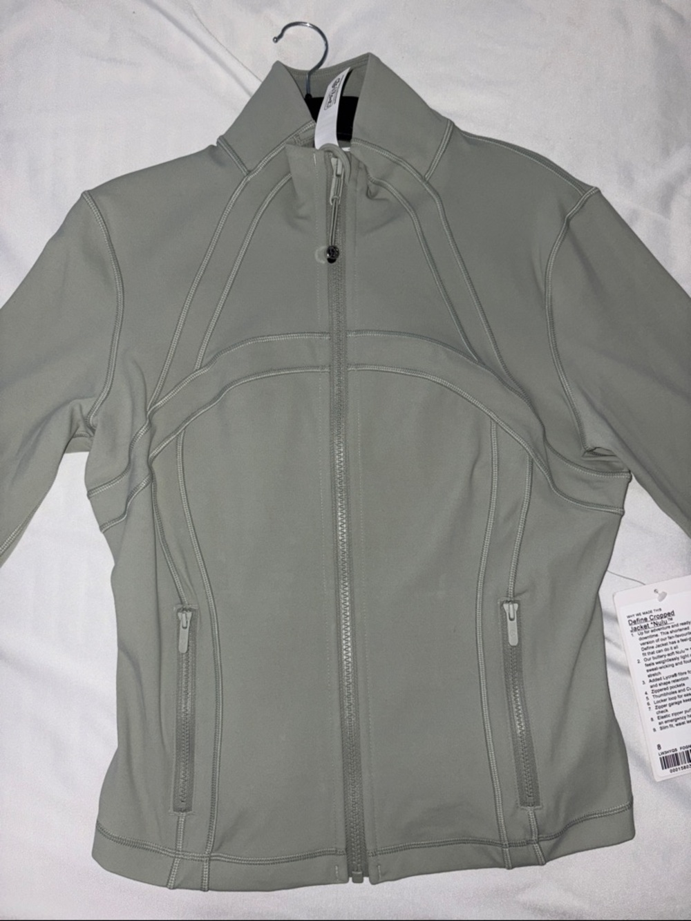 Lululemon fog green cropped nulu define jacket size 8